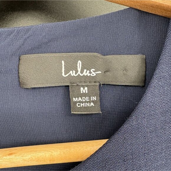 Lulus Women's Short Sleeve Mini Shift Dress M Navy Blue Professional Cocktail - Picture 3 of 7